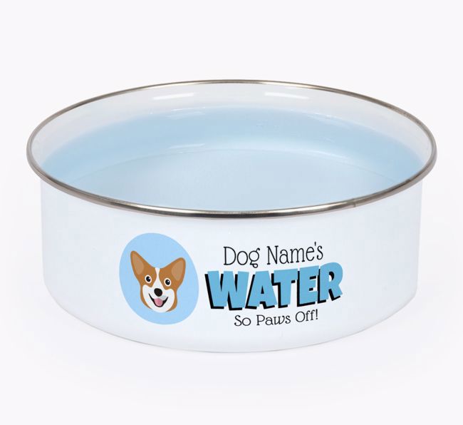 Water, Paws Off: Personalized {breedFullName} Enamel Dog Bowl